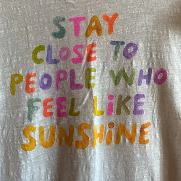 NATURAL LIFE White Tee with Multicolor Sunshine Text - Picture 2 of 5